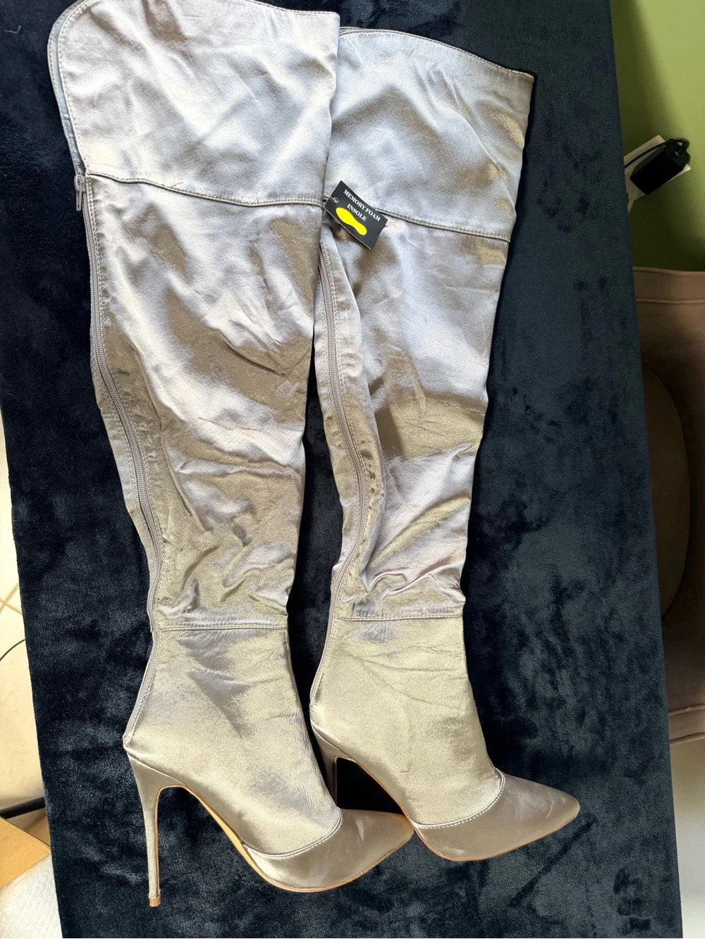 Over-the-Knee Stiletto Boots in Light Gray